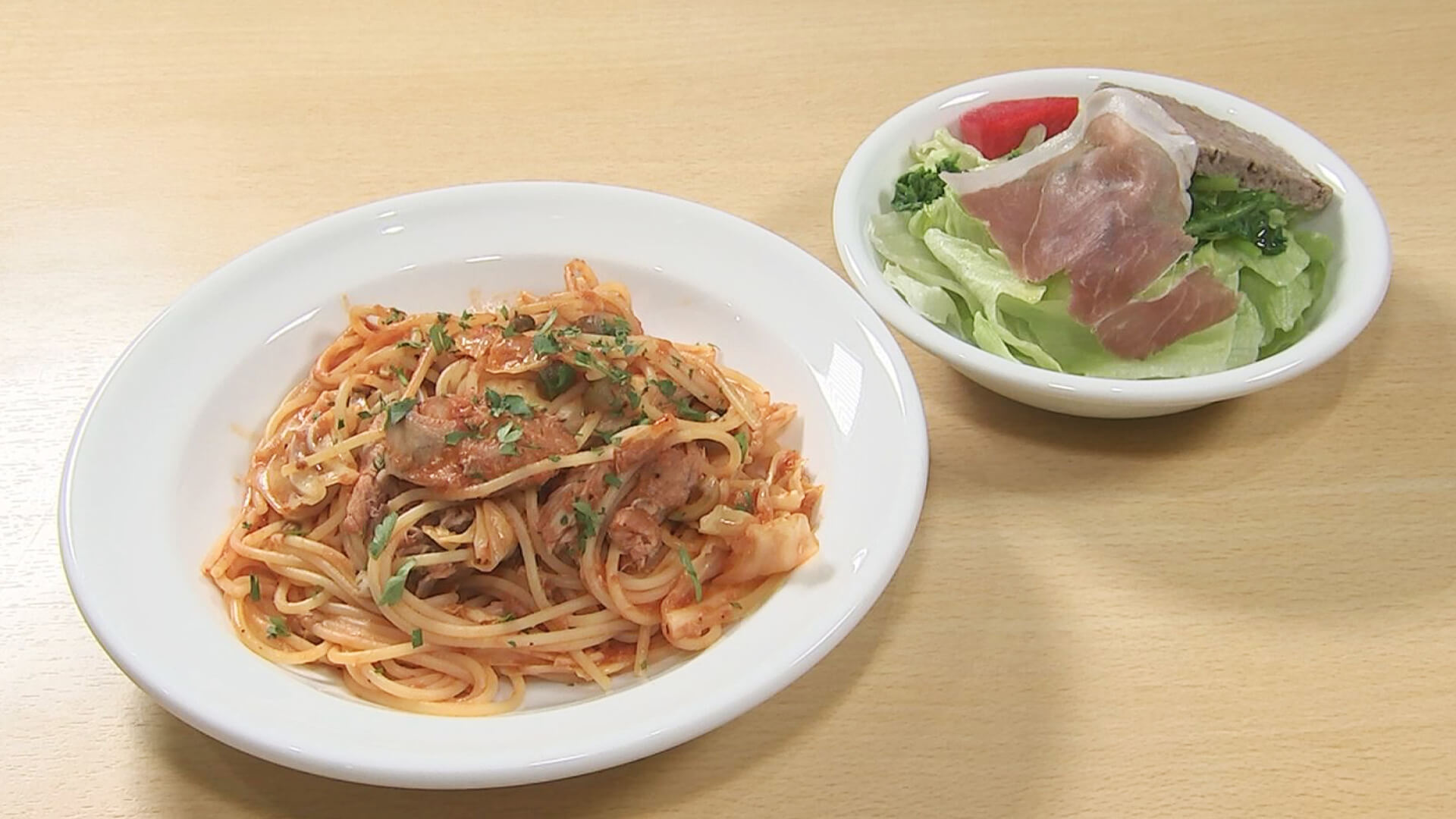 2月旬のブリを使ったパスタをチョイスした、ふみきゅん。おいひっ!ブリにトマトの酸味のバランスがいい。