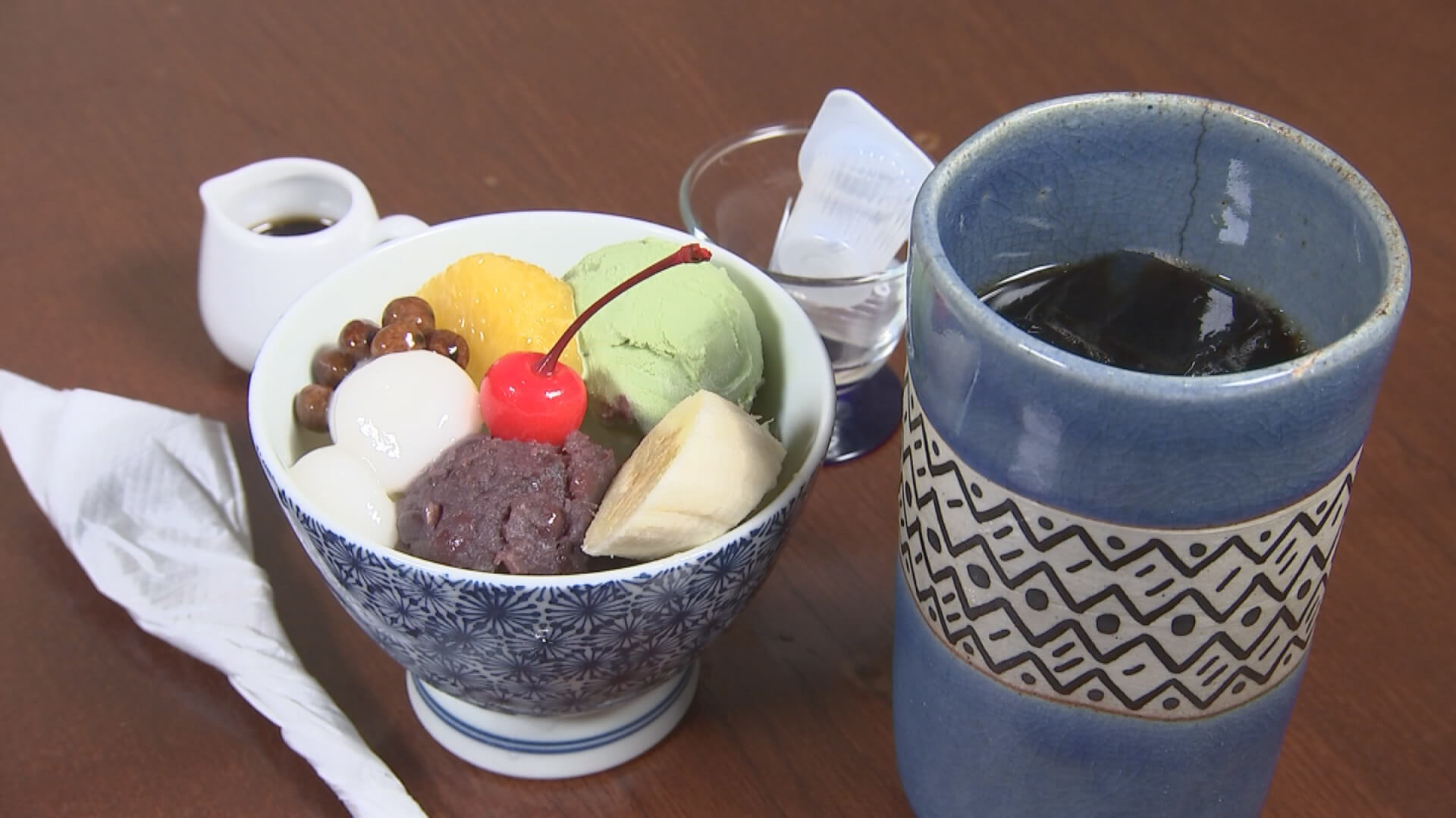白玉抹茶クリームあんみつ