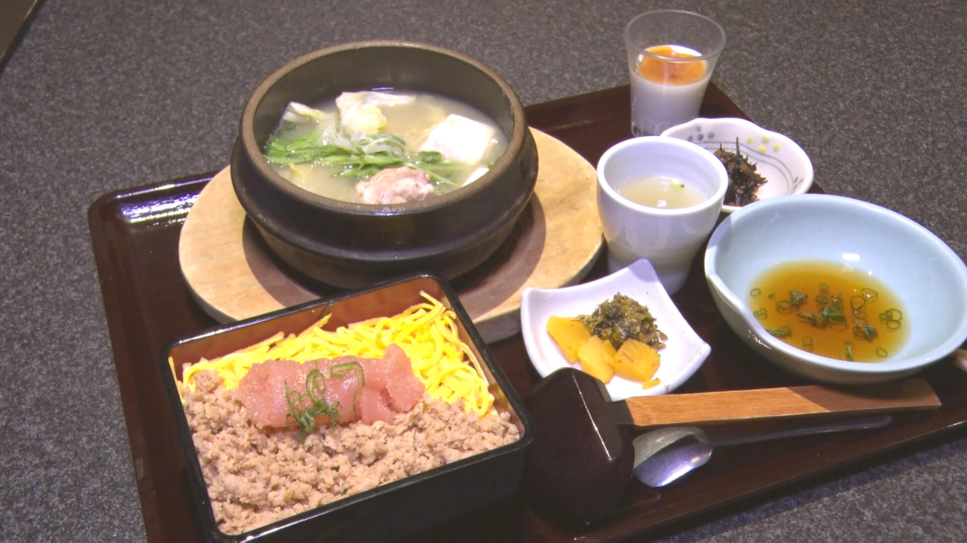 ふみきゅん実食　水たき明太御膳　ひさびさに おいひっいただきました